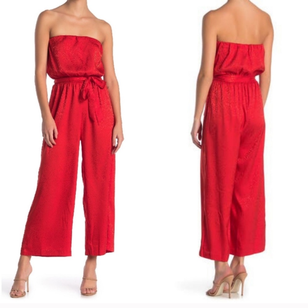 Socialite Red Satin Leopard Print Jumpsuit